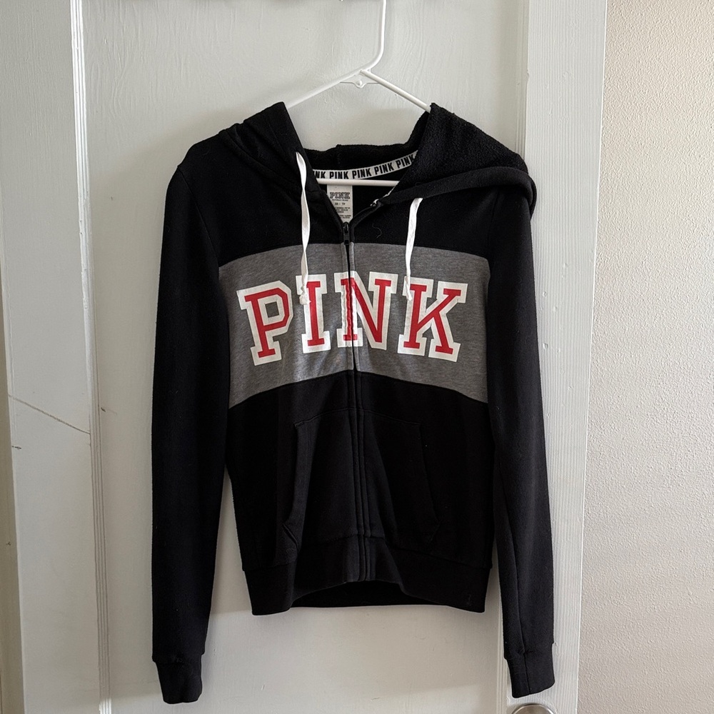 PINK Victoria's Secret Black and Gray Hoodie